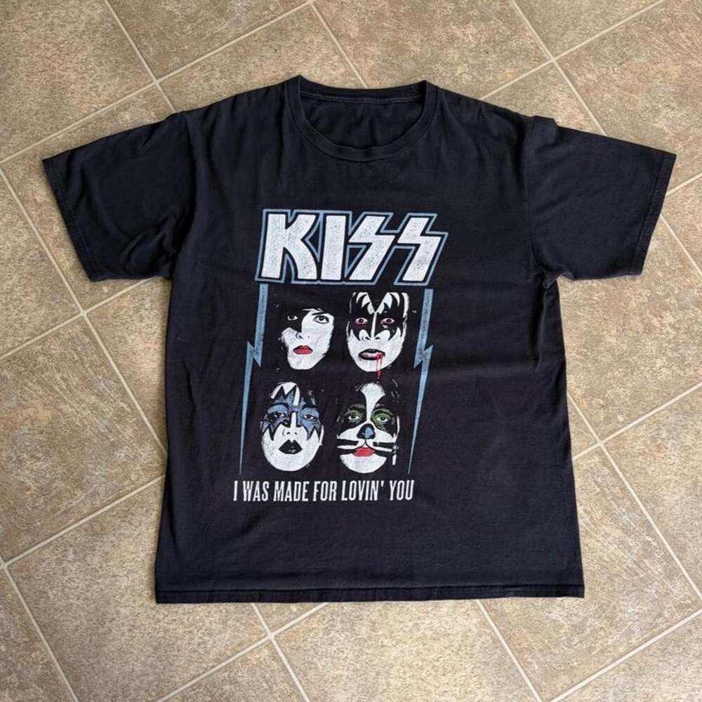 KISS I Was Made For Lovin' You Band T-Shirt Black Graphic